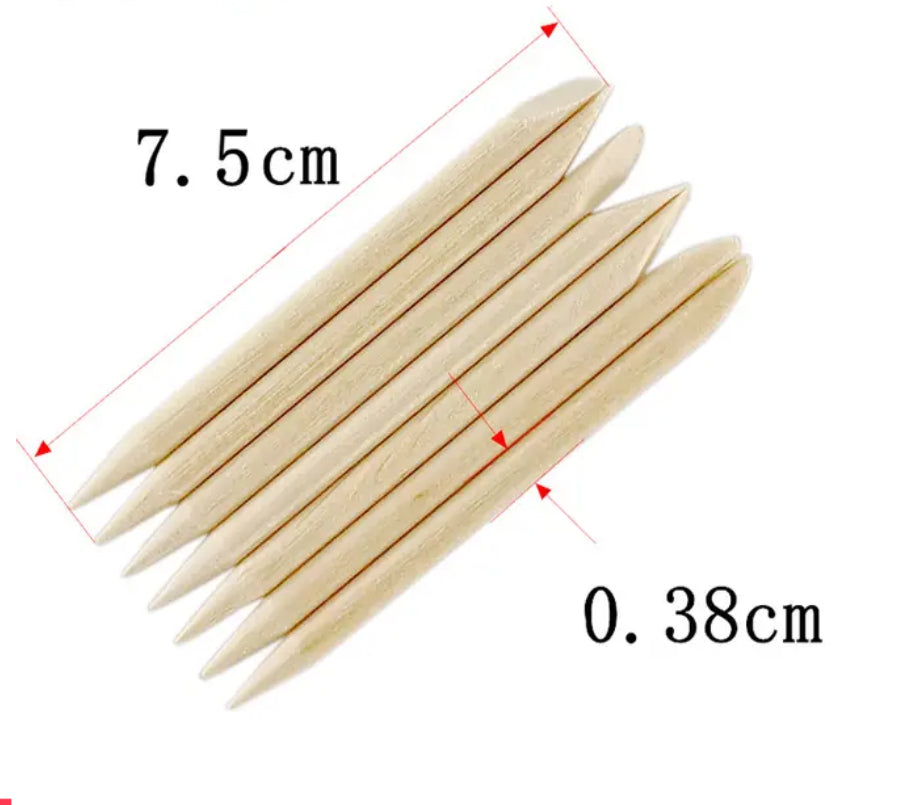 Orange Wood Stick Cuticle Pusher, 100pcs