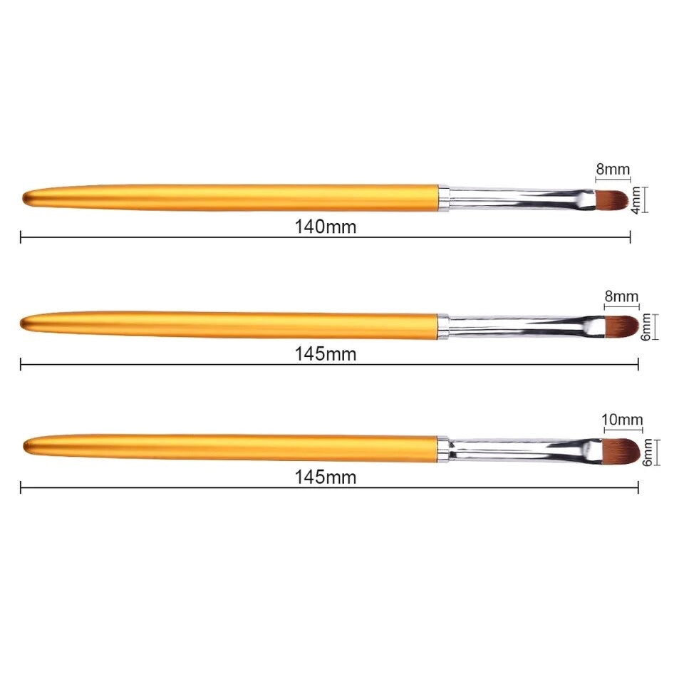 Nail Art Brush Set, 3pcs