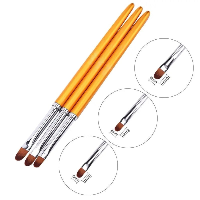 Nail Art Brush Set, 3pcs