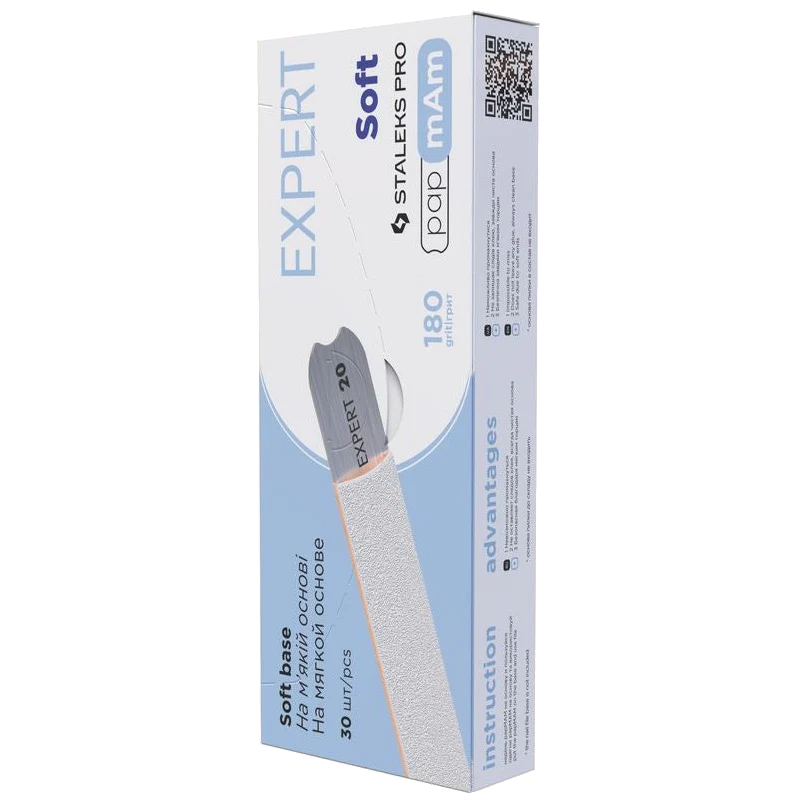Staleks Pro Expert 20 papmAm Soft base 180 grit (30 pcs), Nail File Disposable
