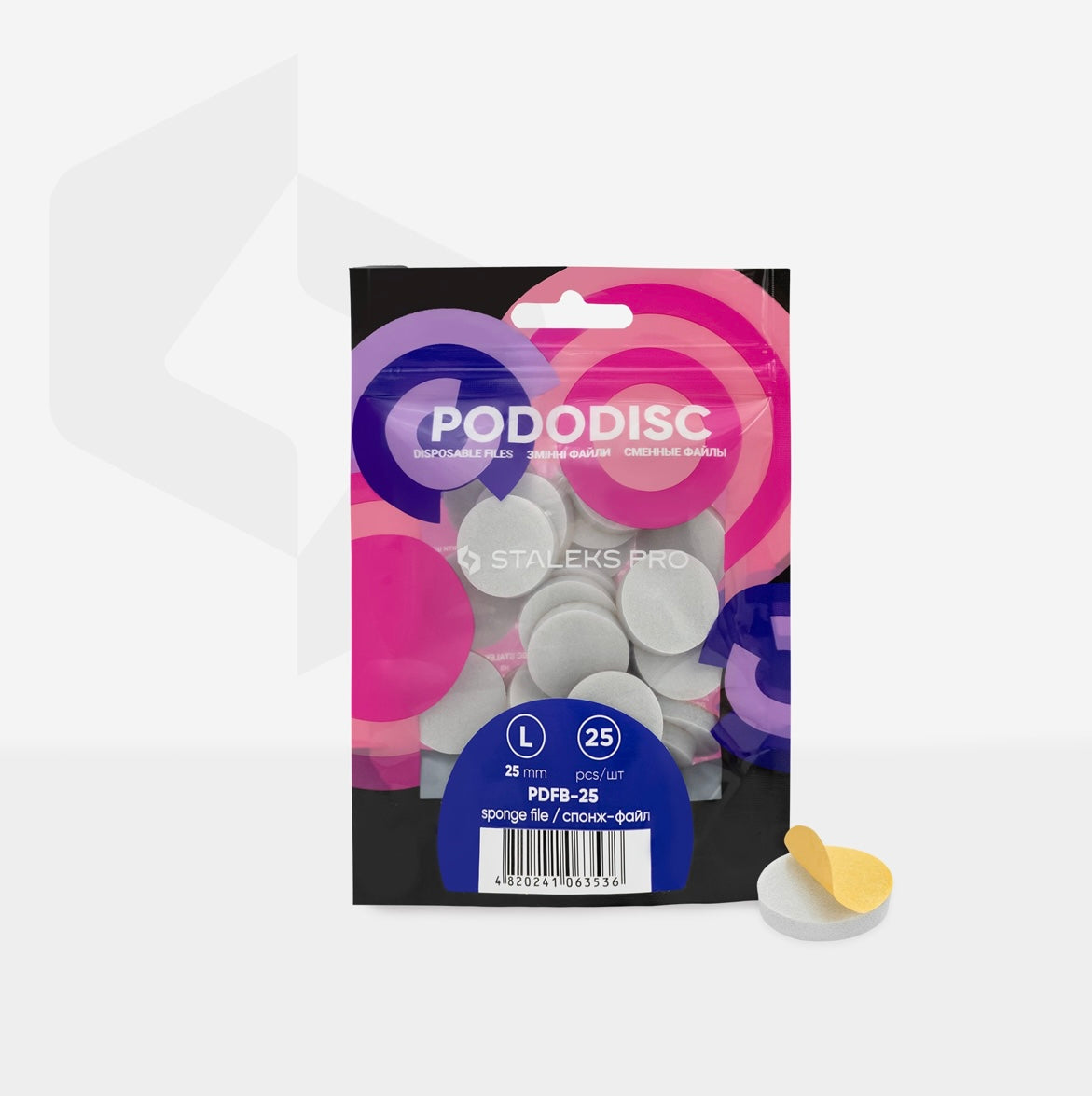Staleks Pro Pododisc Disposable Disc L 25 mm Files Sponges for Pedicure (25 pcs) PDFB-25
