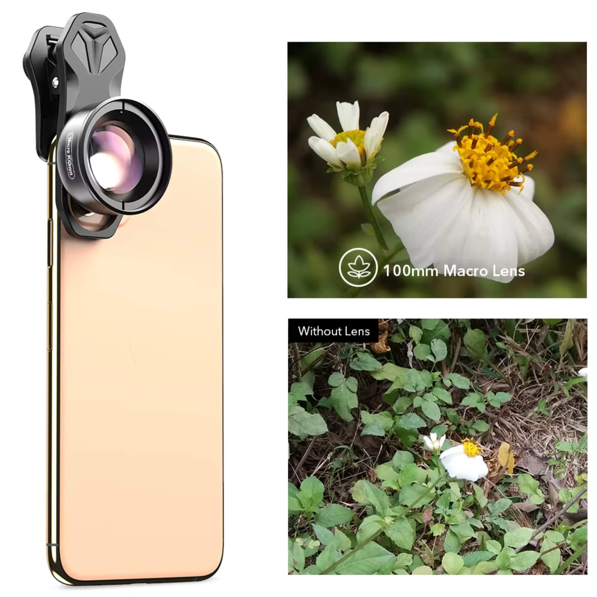 APEXEL HD Phone Lens 100mm, Macro Photography Lens